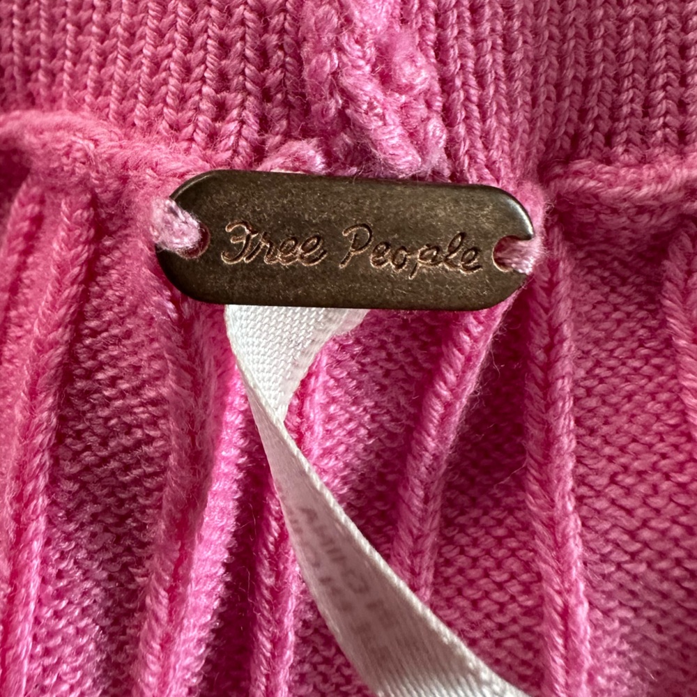 Free People Vibrant Pink Ribbed Knit Midi Skirt Size M - Picture 4 of 6